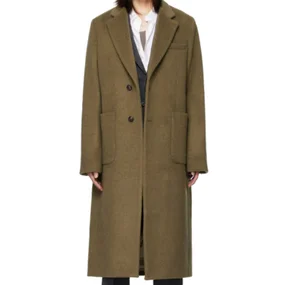Custom Solid Color Long-Length Wool Coat for  Men Professional Manufacturer Single-Faced Overcoat Single Button Plain Dyed Coat