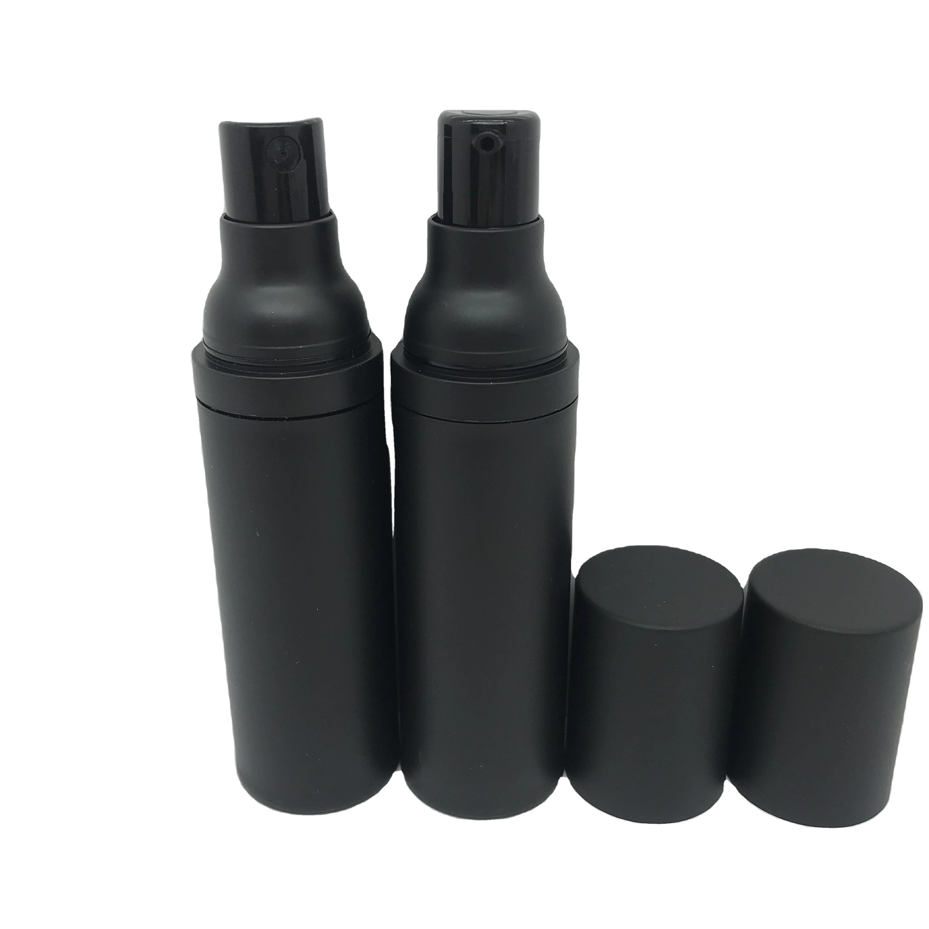 Venda quente preto fosco airless garrafa 15ml 20ml 30ml 50ml vácuo loção toner embalagem conjunto