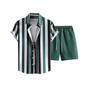 Factory Custom Plus Size Islamic Swimwear Two-Piece Set for Men Short-Sleeved Swim Trunks Print Design Waterproof Quick Dry