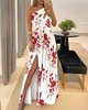 White with Red Floral Print