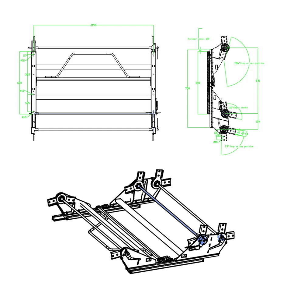 Manufacturer Customization Parts Backrest Reclining Mechanism Flat Bed