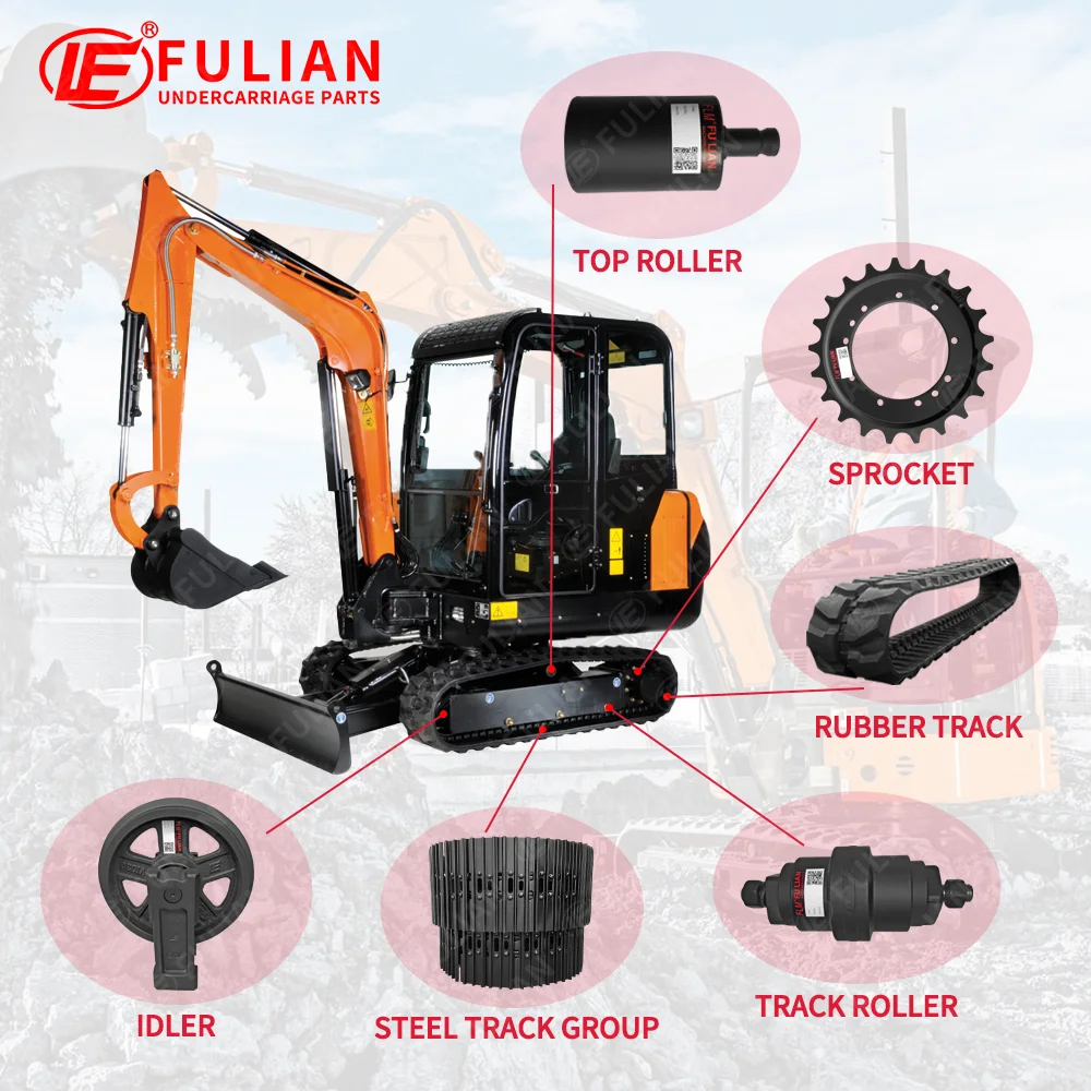 Compact Excavator Undercarriage Parts Sprocket Rubber Track Idler Steel Track Group Carrier Roller Bottom Roller for Hanix
