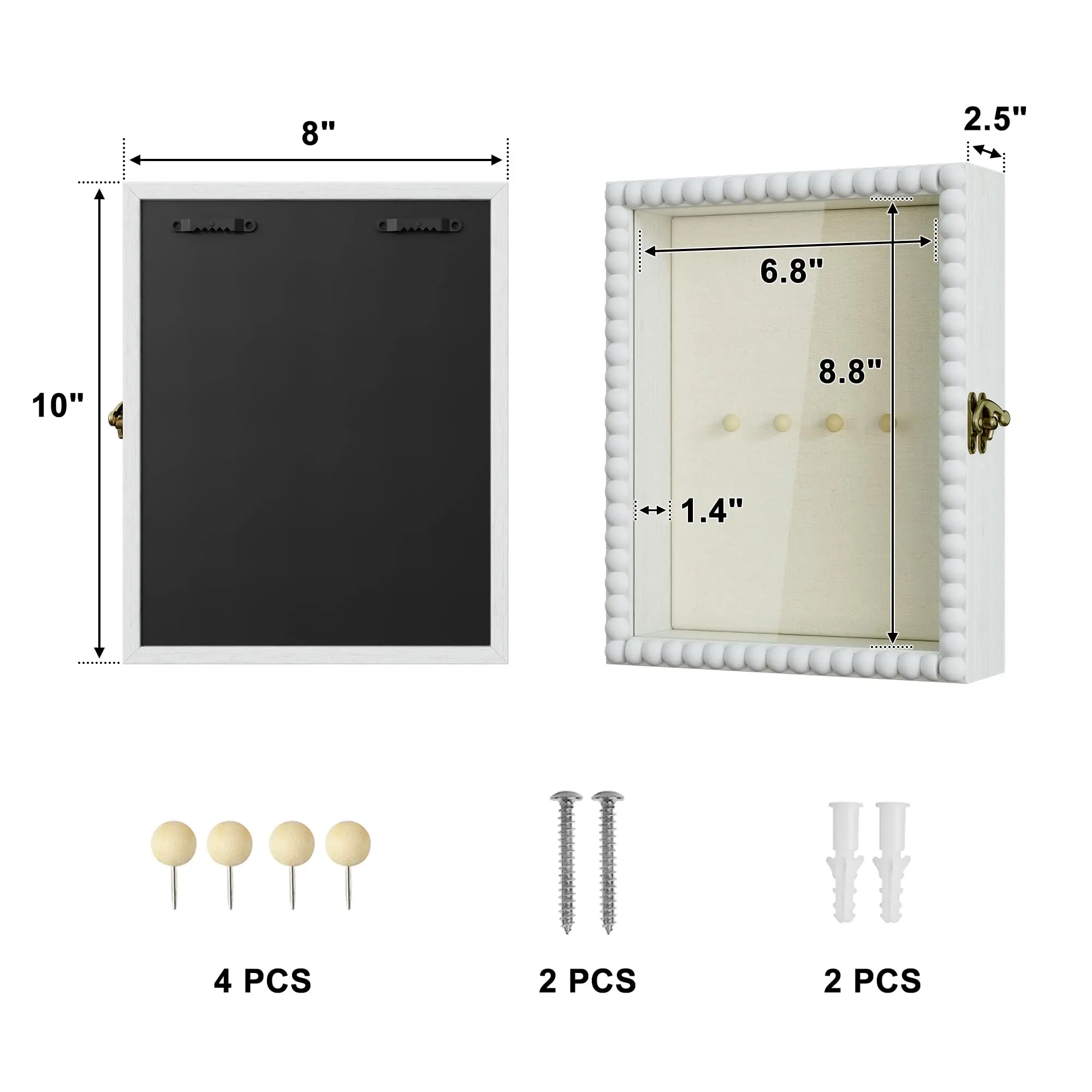 8x10 Large Shadow Box Display case Shadow Box Display Case with Unique Beads Door and Glass Window Wood Memory Box for Pictures
