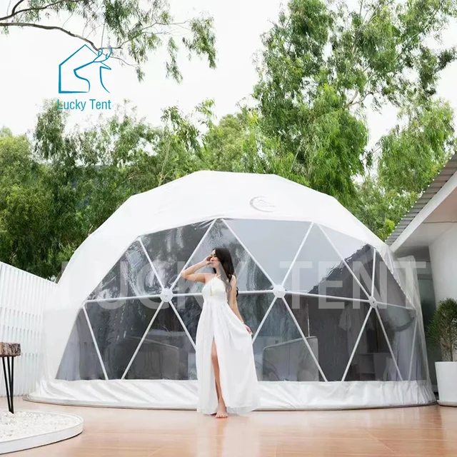 Customized Dome Tent Glamping PVC Canvas Water Proof Dome House Hotel Diameter 4M-10M Geodesic Dome Tent