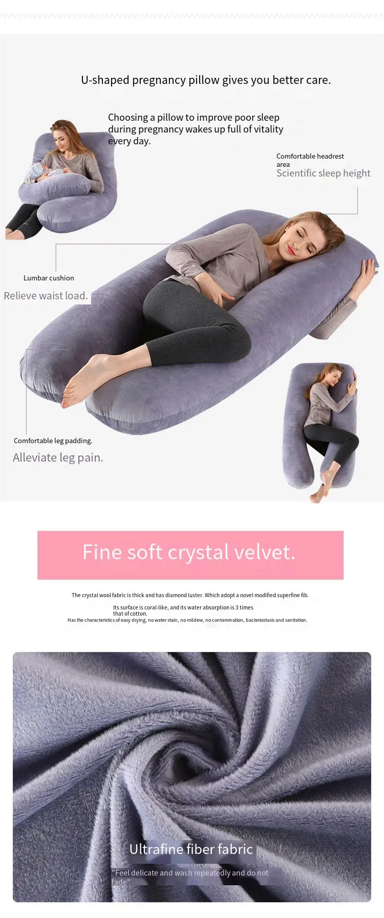 Manufacture Wholesale Soft C Shaped Full Body Sleeping Pregnancy Body