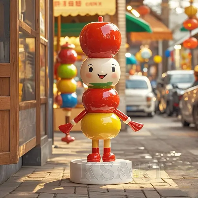 Creative and Interesting Outdoor Sugar plum Sculpture Ornaments for Display at the Storefront Entrance of the Store.