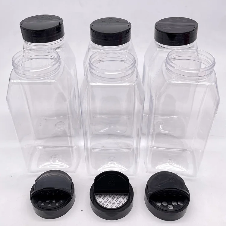 32OZ Plastic Spice Bottles Seasoning Containers Jars Include Flap Lid with Pour and Sifter Spice Shaker