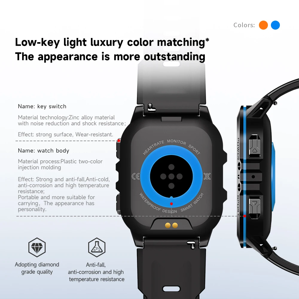 360-degree Resolution LED Outdoor Light IP68 Waterproof Dial Smart Watch