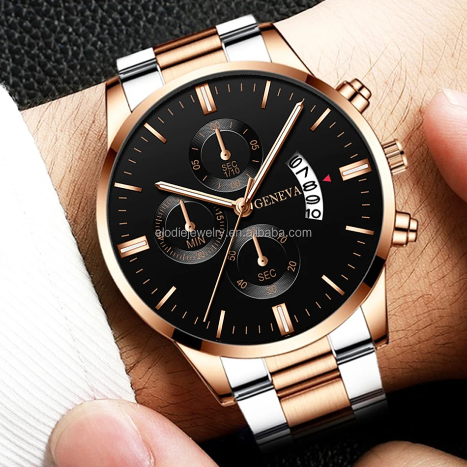 Reloj Hombre Fashion Men Stainless Steel Watch Luxury Calendar Quartz ...