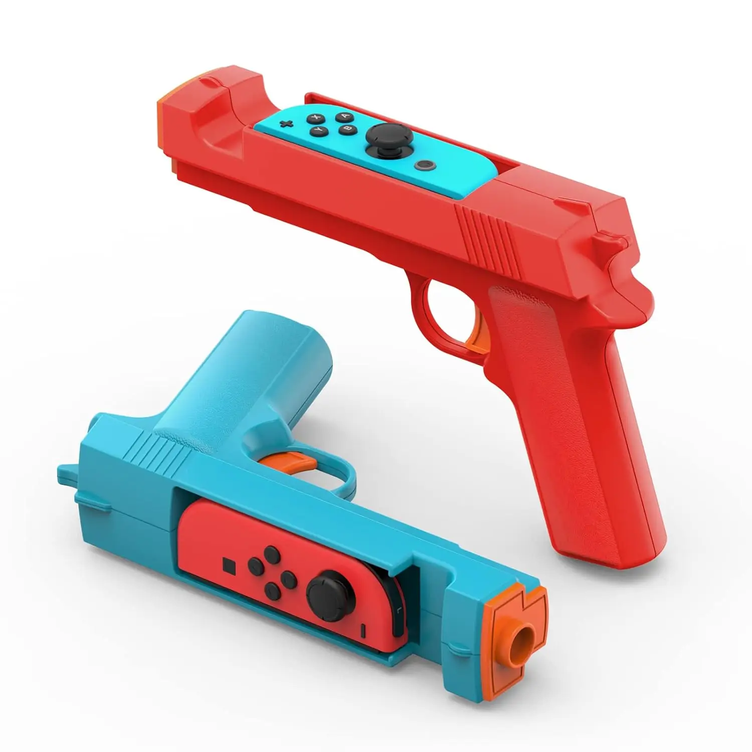 Shooting Game Gun Controller Motion Controller for Switch/Switch OLED Joy-Con Hand Grip Shooter Hunting Games (Blue + Red)