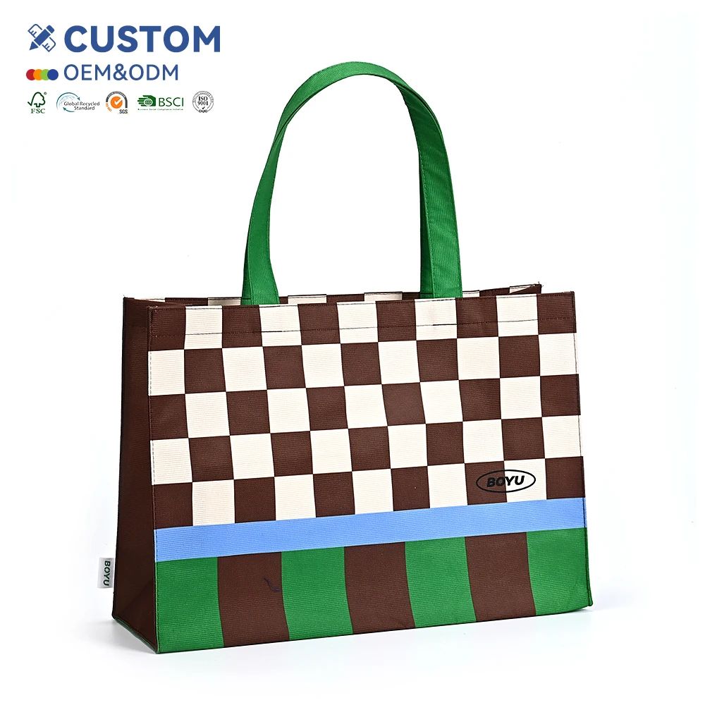 Hot Selling Cartoon Pattern Reusable Folding Tote Bag Women's Recycled RPET Non-Woven Shopping Bag