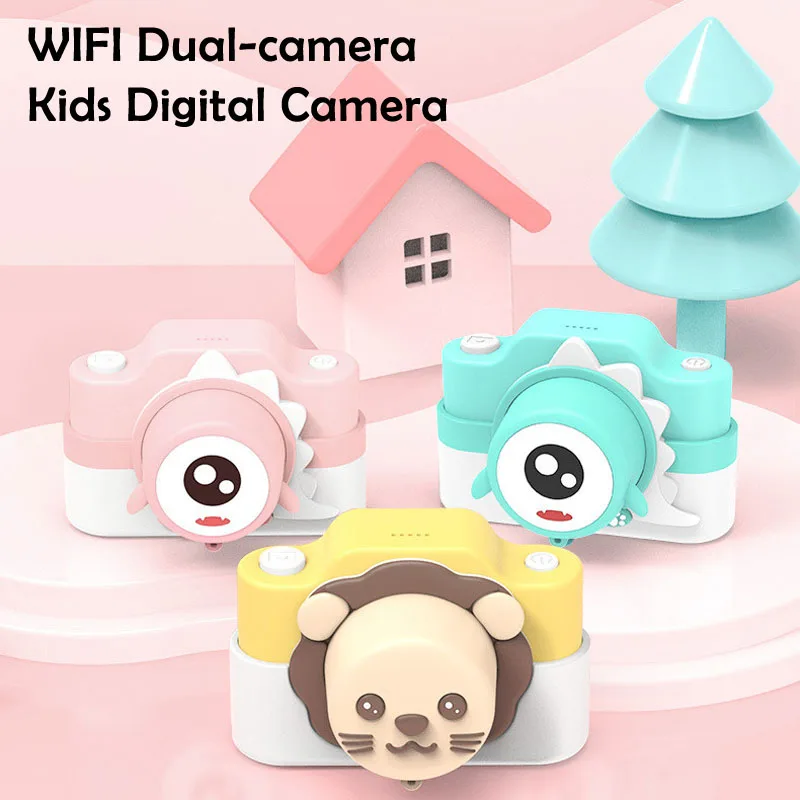 
C2 WiFi дуальный принтом «камера» для детей 24 MP 2 дюймовый экран с разрешением HD мультфильм Защитная крышка творческие игрушки подарки для детей цифровой видеокамеры 