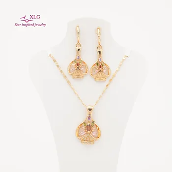 New Wedding Jewelry Sets brass Earrings and Necklaces for Women gift