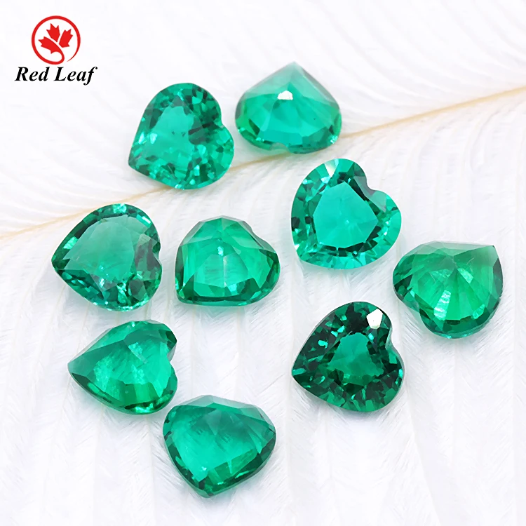 Redleaf Jewelry high quality loose gemstone genuine emerald stone prices heart shape lab grown emerald