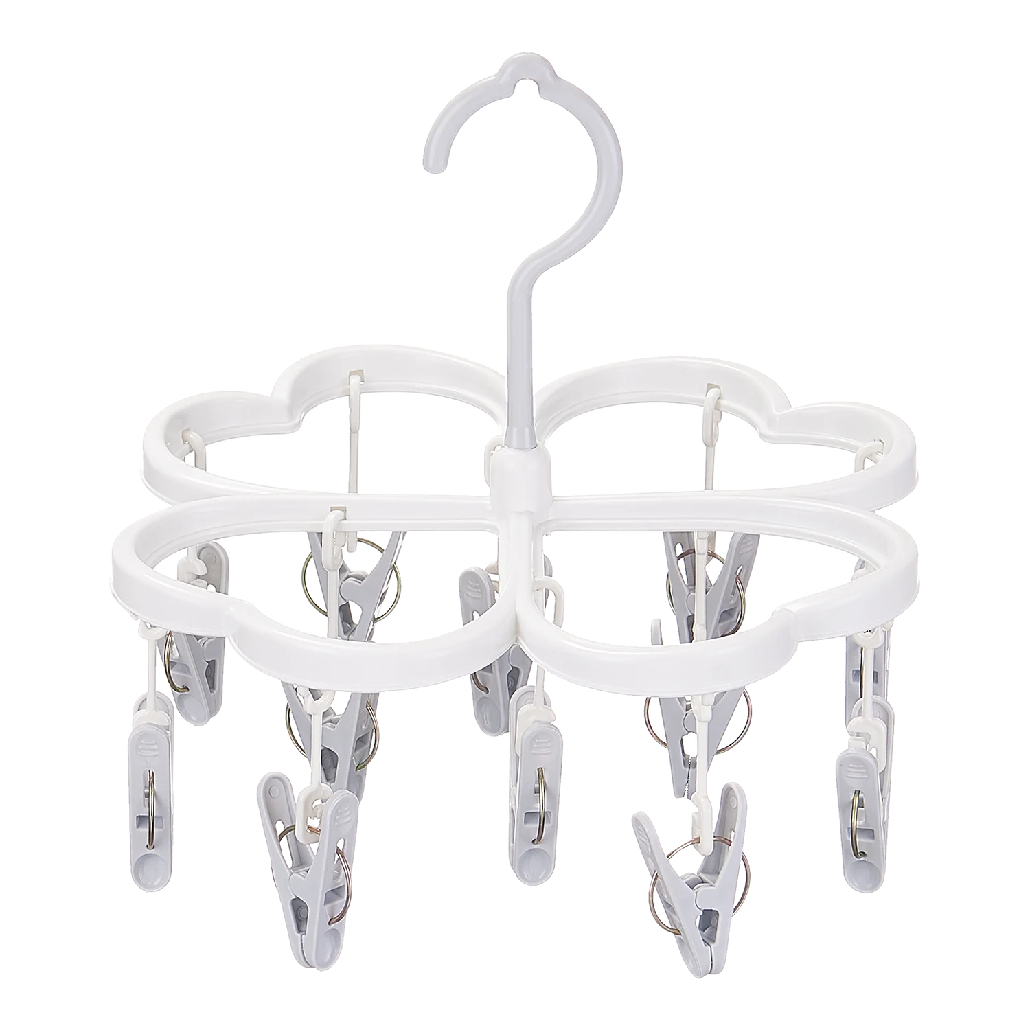 SOLELY Factory's Hot Sale Clover Shaped Hanging Drying Rack with 12 Clips clip hanger Wardrobe Balcony Bathroom Living room