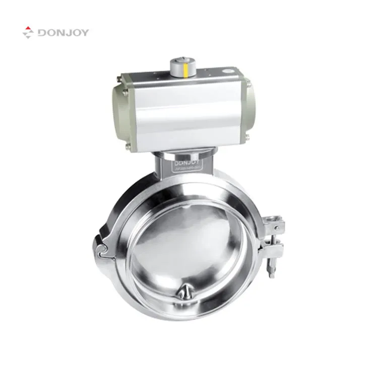 
 DONJOY pneumatic butterfly valve for powder stainless steel butterfly valve sanitary butterfly valve  