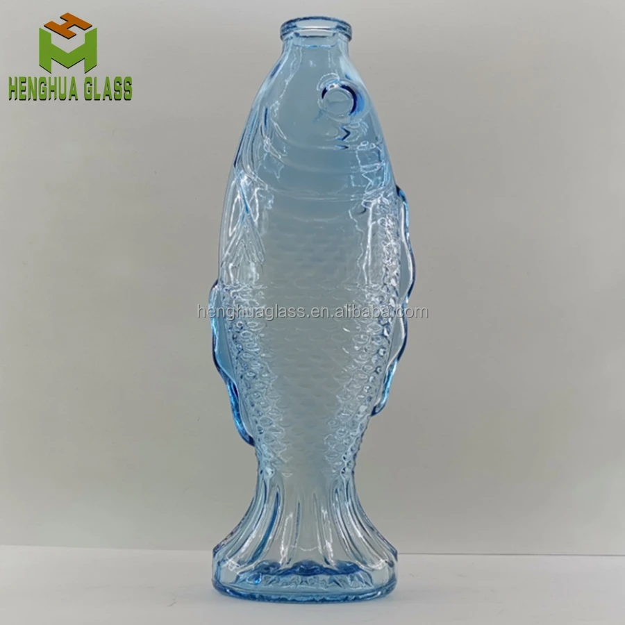 ウィスキー用16オンスユニークな魚の形ガラスボトル500ml 50cl酒