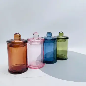 Food grade storage containers high borosilicate glass material custom made decorative fancy decal glass jars