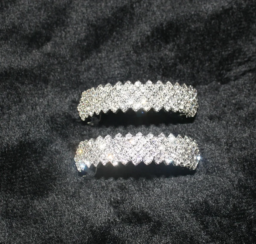 Бесплатная индивидуальная Серебряная эластичная заколка для волос со стразами