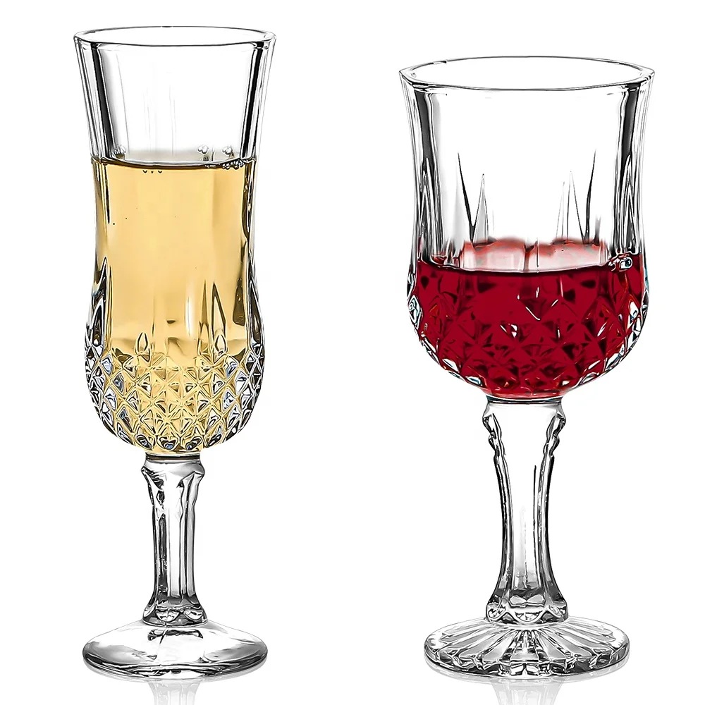 Винтажные бокалы с алмазным тиснением для шампанского красного