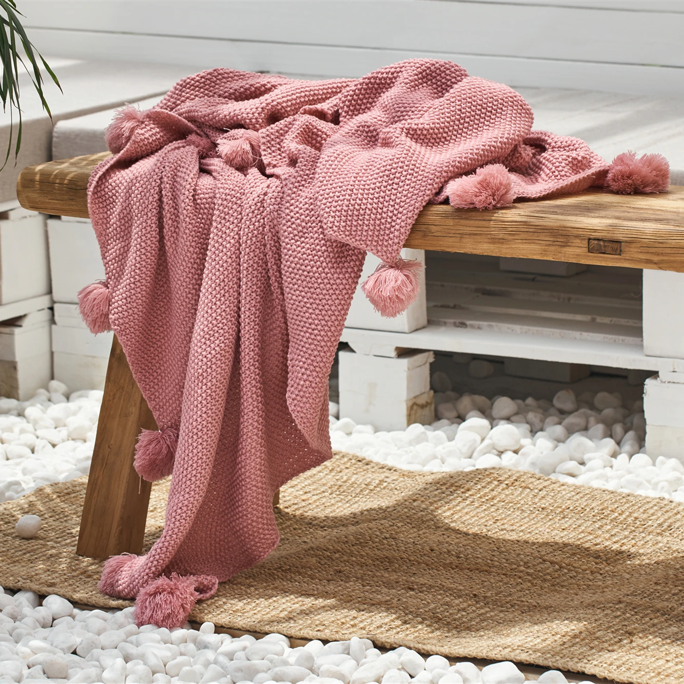 Акриловое одеяло на заказ, мягкое вязаное Флисовое одеяло с помпоном ABB01