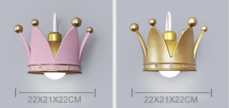 kid room crown wall lamp girl princess bedroom cartoon hanging lamp personality creative pastoral bedside warm lamps