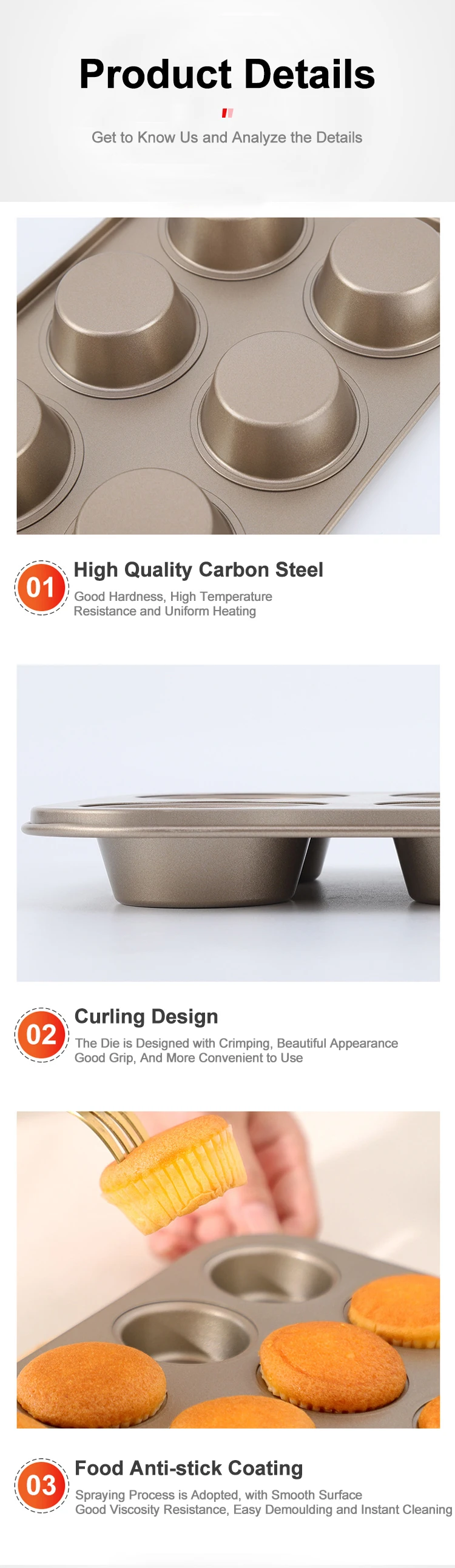 Non Stick 4 Cups Round Carbon Steel Cupcake Coating Muffin Pan Baking