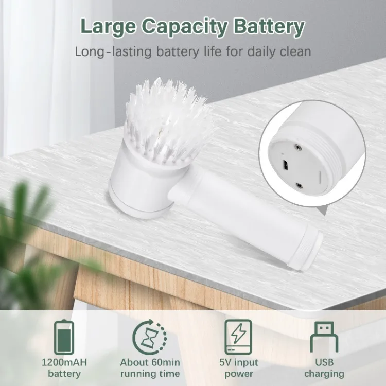 Electric Spin Scrubber Handheld Electric Cleaning Brush with 3 Brush Heads and 1 Hook Built-in Lithium Battery USB Charged Clean
