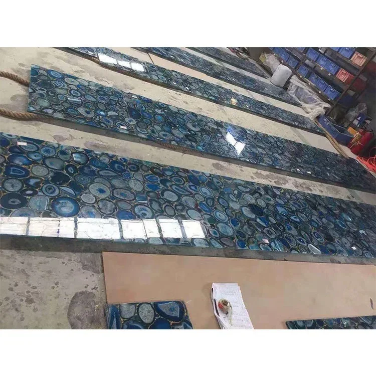product blue agate stone semi agate stone for countertops  bar tops kitchen tops desktop-0