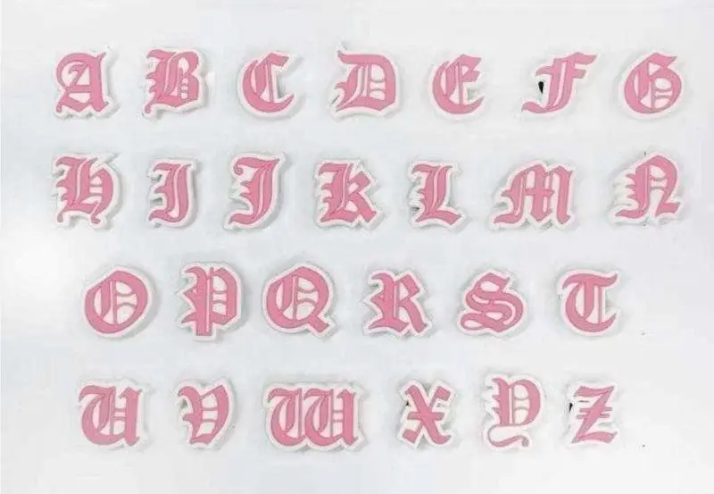 old english letters croc charms 2022