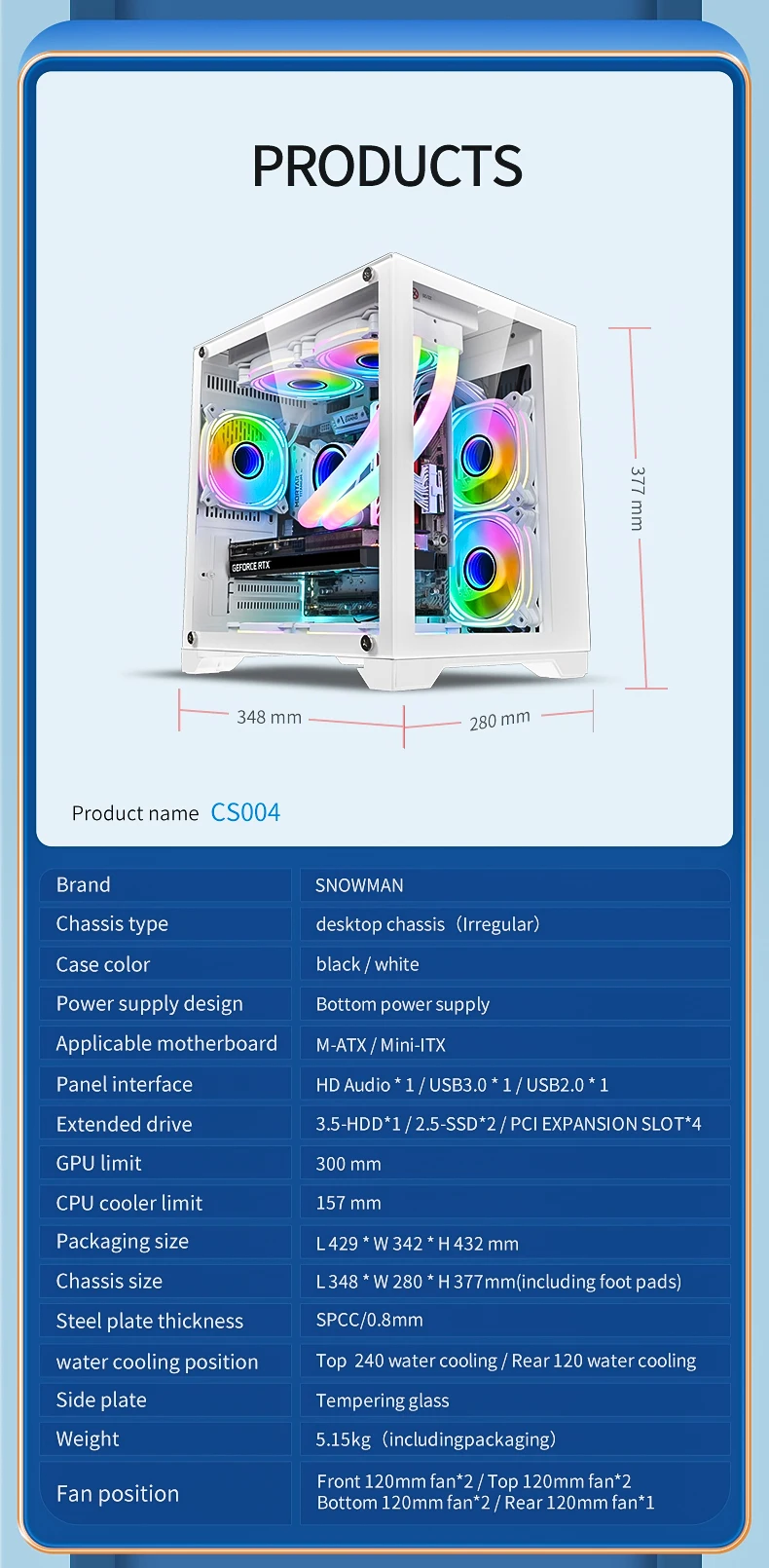 Snowman 2023 Gamer Computer Case Gaming Case For Pc Matx Computer