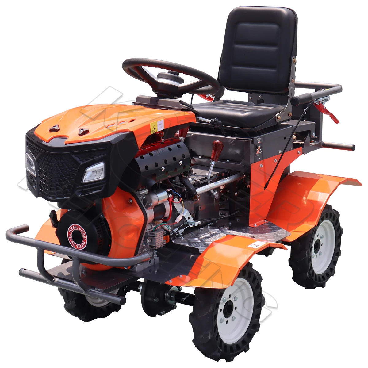 Cultivador Multiusos Agrícola 4WD Diesel de Asiento para Labrado de Tierras Motocultor Microtractor Tractor De Asiento