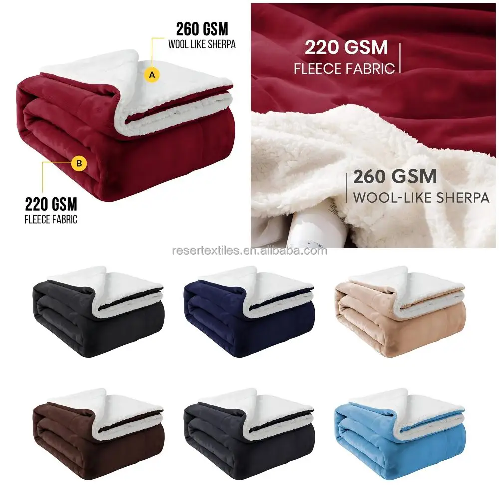 Reversible Sherpa Knitted Winter Throw Twin Queen Size Soft Warm Sofa Bed Couch Blankets | SUPER SOFT | WARM SOLID BLANKET