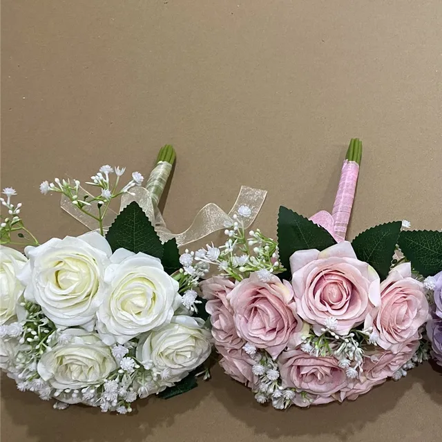 Romantic Artificial Flowers Bridal Hand Holding Rose Wedding Bouquet Bridesmaids Bouquet