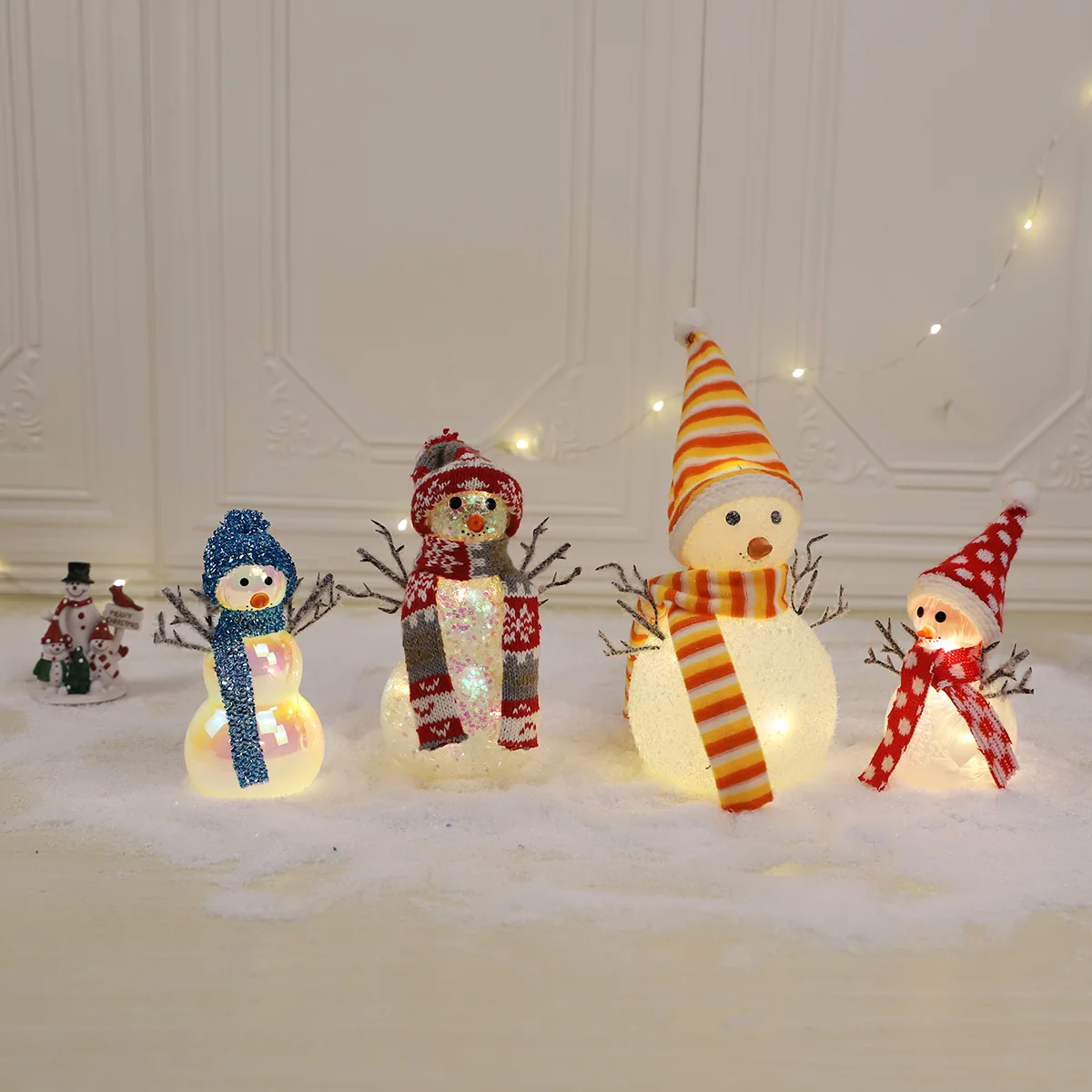 fiberglass christmas decorations luxury 2023 handmade snowman animated plush knit doll ornaments chinese