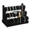 Soporte para pulseras de terciopelo negro de tres capas, colorido