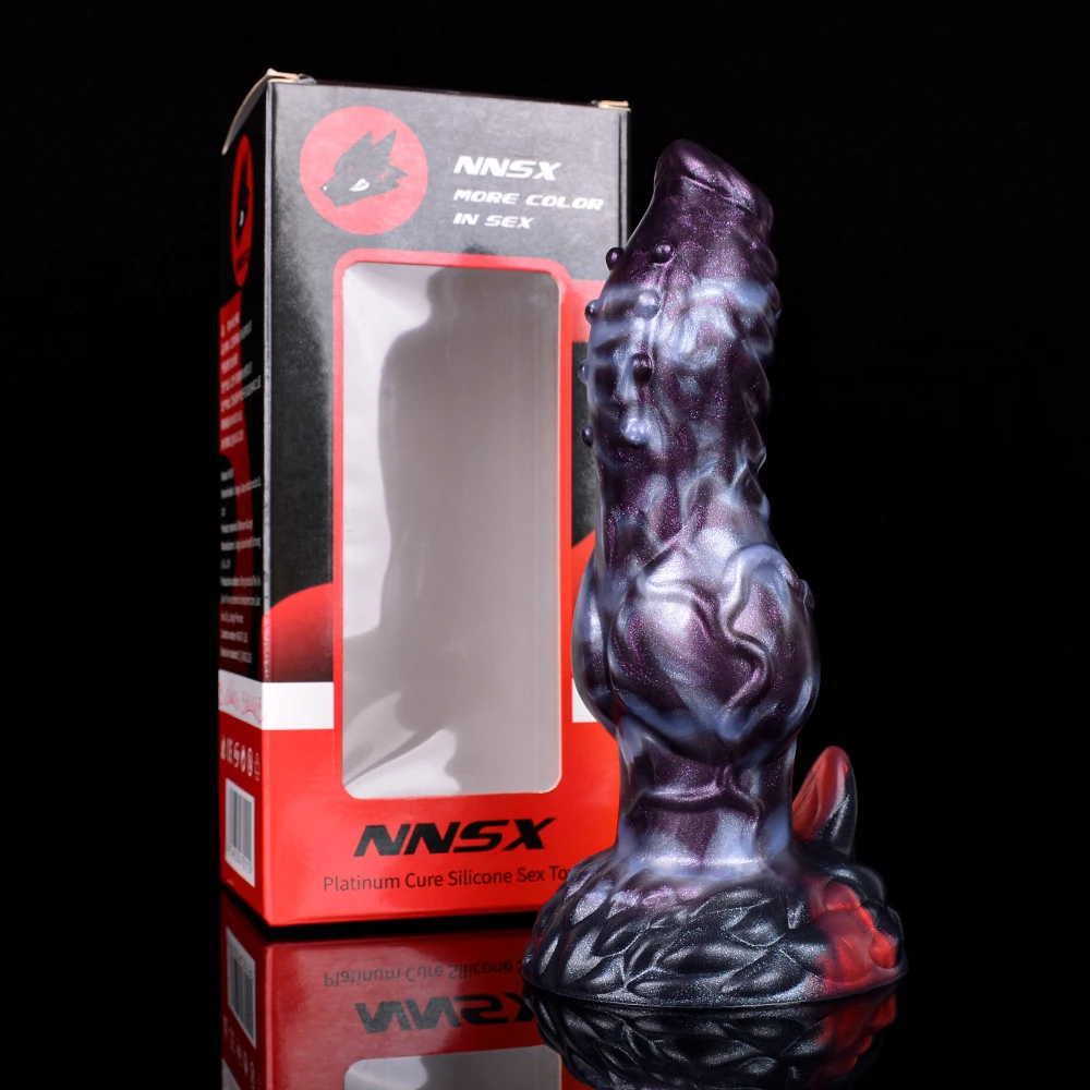 NNSX Monster Dildo Two Color Big Knot Dog Dildo Liquid Silicone Hand Free Dildo Anal Plugs Sex Toys for Adult Gay alien Cock