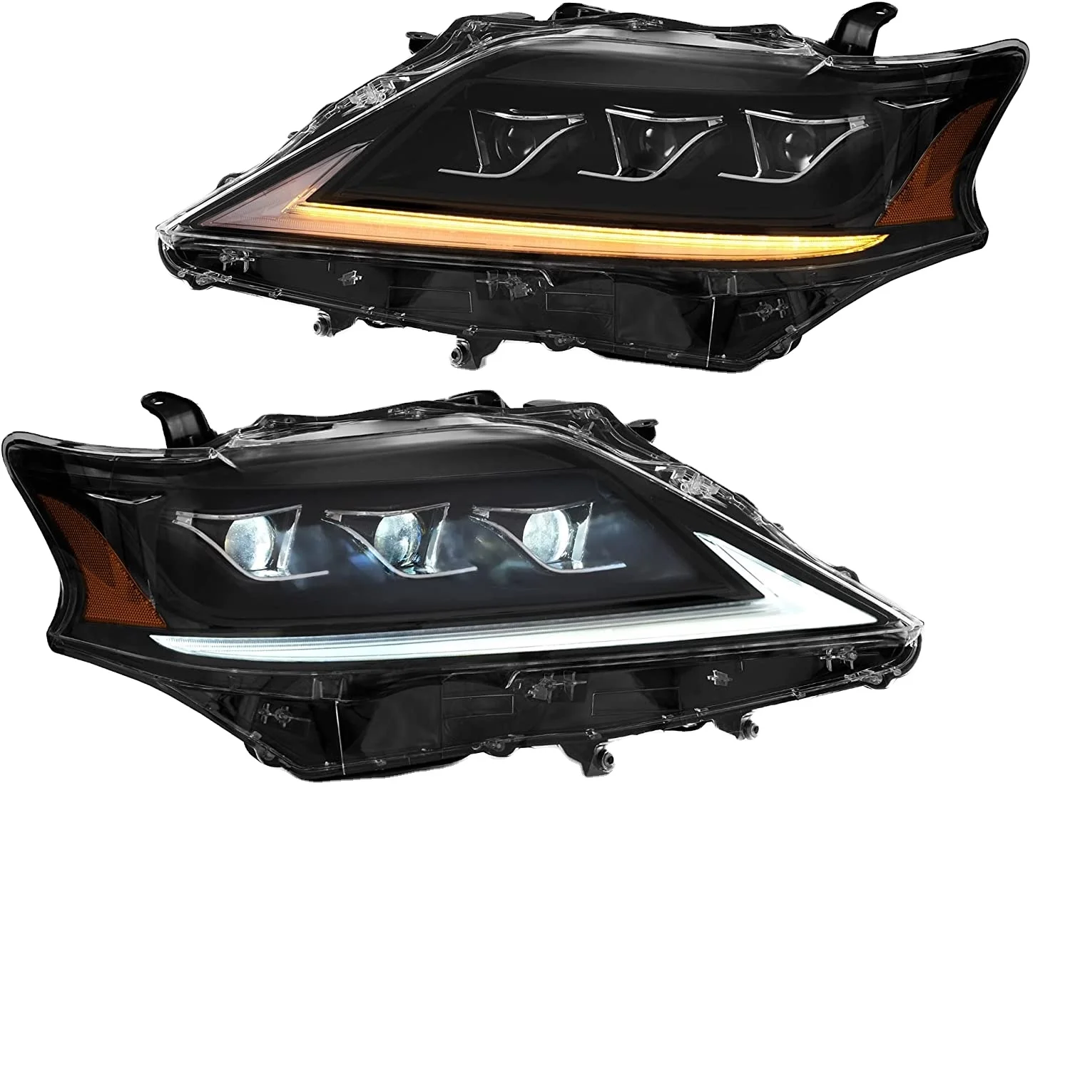 Modified upgrade front full  LED Headlights w/DRL For 13-15 Lexus RX series 350 450H Amber Reflector