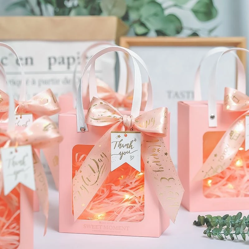 Wholesale Luxury Custom Clear Window Gift Wrapping Bag Valentine's Day