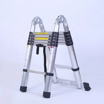 Telescoping Extension Ladder EN131 Certified Aluminium Portable Multi-Purpose Folding A-Frame Ladder for Home Loft Office 150 k