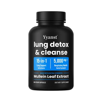 OEM/ODM Private Label 15-In-1 Lung Detox & Cleanse Capsules With Extra Strength Mullein Leaf Extract Supports Respiratory Health