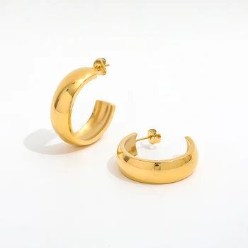 Joolim High End 18k Gold Plated Small Circle Chunky Hoop Earrings For ...