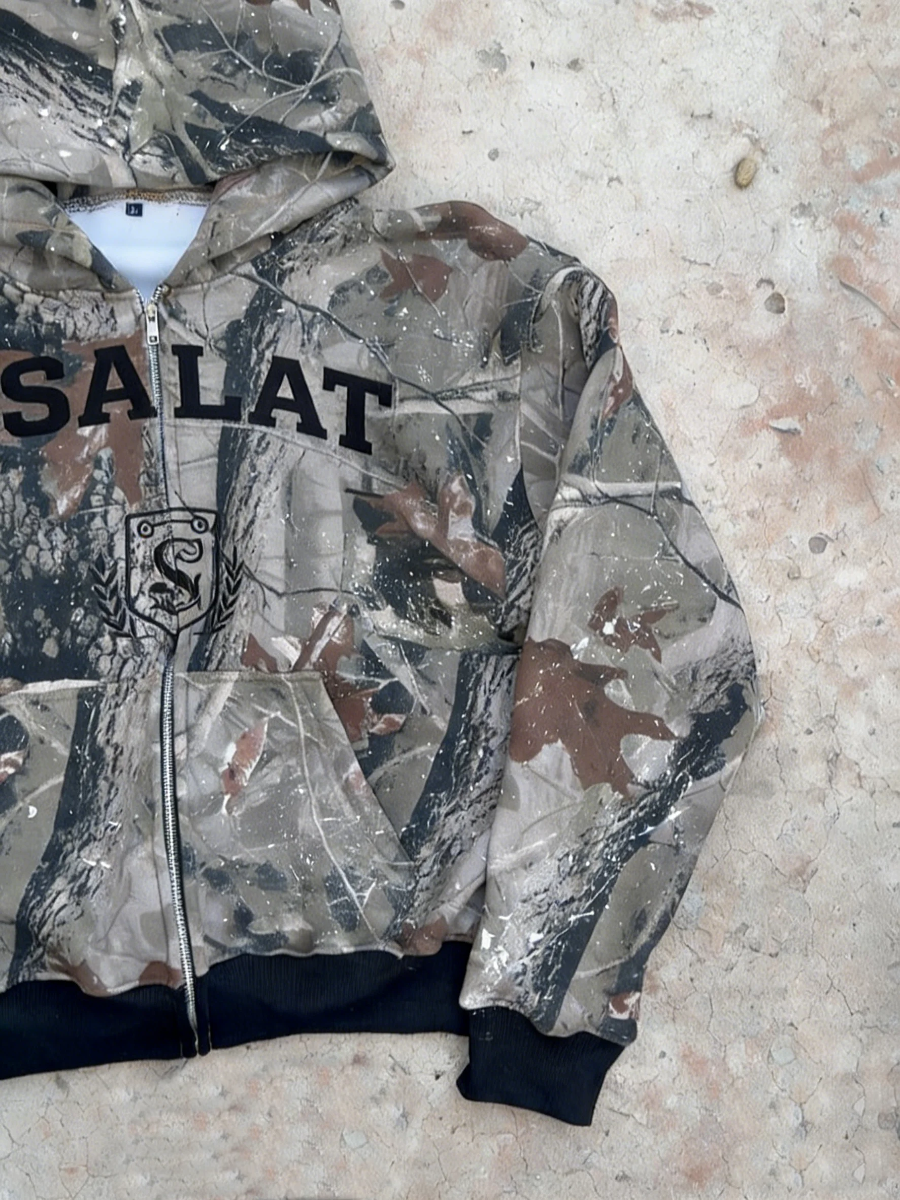Men's 100% Cotton Camouflage Zip Hoodie Jacket Cropped Digital Print Waterproof Quick Dry Spring Streetwear Knitted Clothing gallery 4