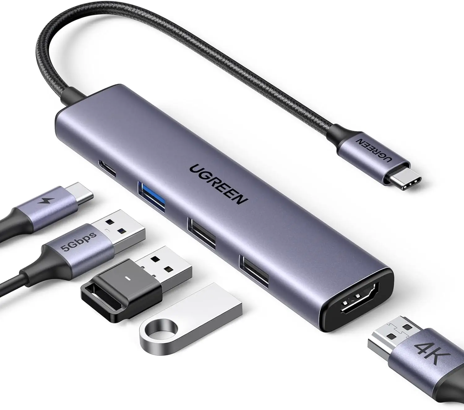 Hub USB-C Multiporta – Dock Con USB 3.0 E Ricarica, In Alluminio Argentato, Compatto Per Laptop - 2