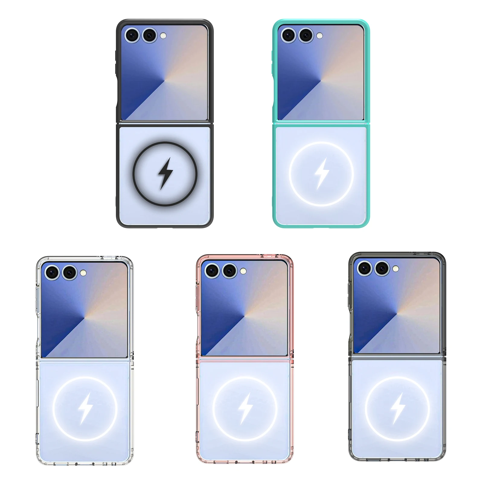 product shockproof scratch resistant transparent protective cover wireless charging clear magnetic case for samsung galaxy z flip7-2