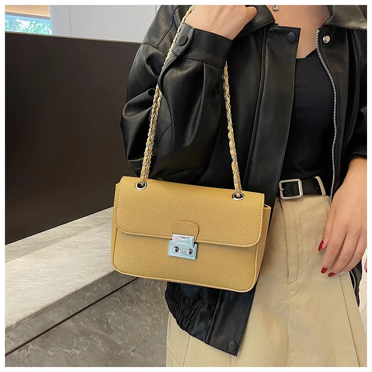 Fashion Square Handbags For Ladies Soft Pu Leather Chain Shoulder Bags ...