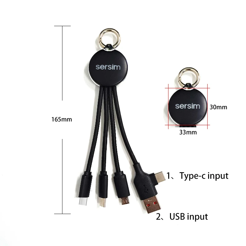 in Keychain LED USB Dual Input Cable Multi Phone Charging