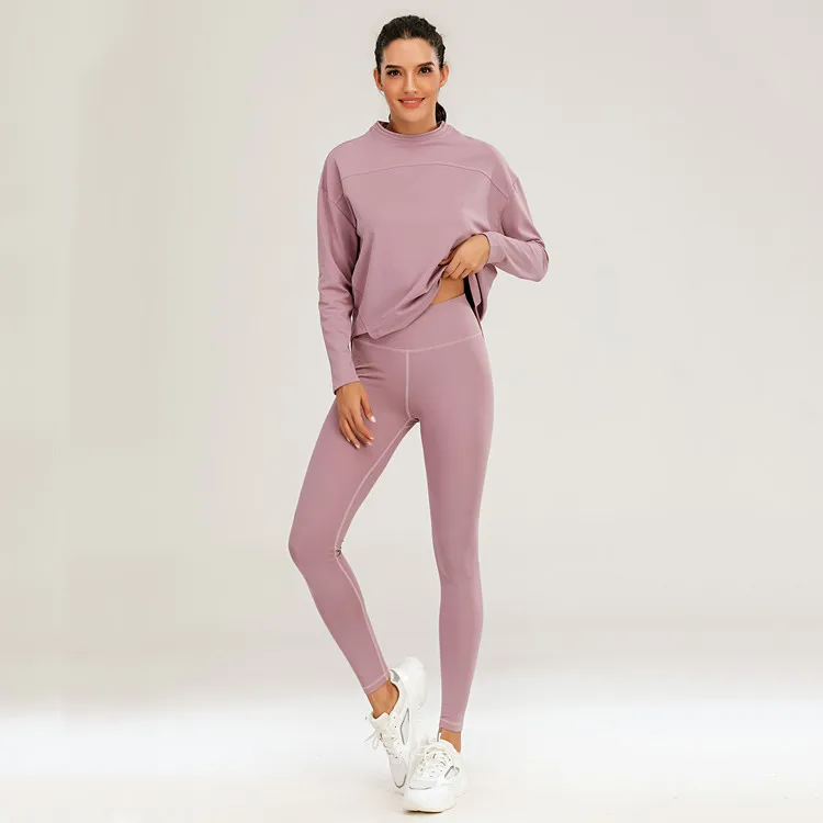 Hot Selling Fashion Women 2 Piece Set Clothing Outfits Long Sleeve   Casual Yoga Workout 2-Piece Suit With Pocket