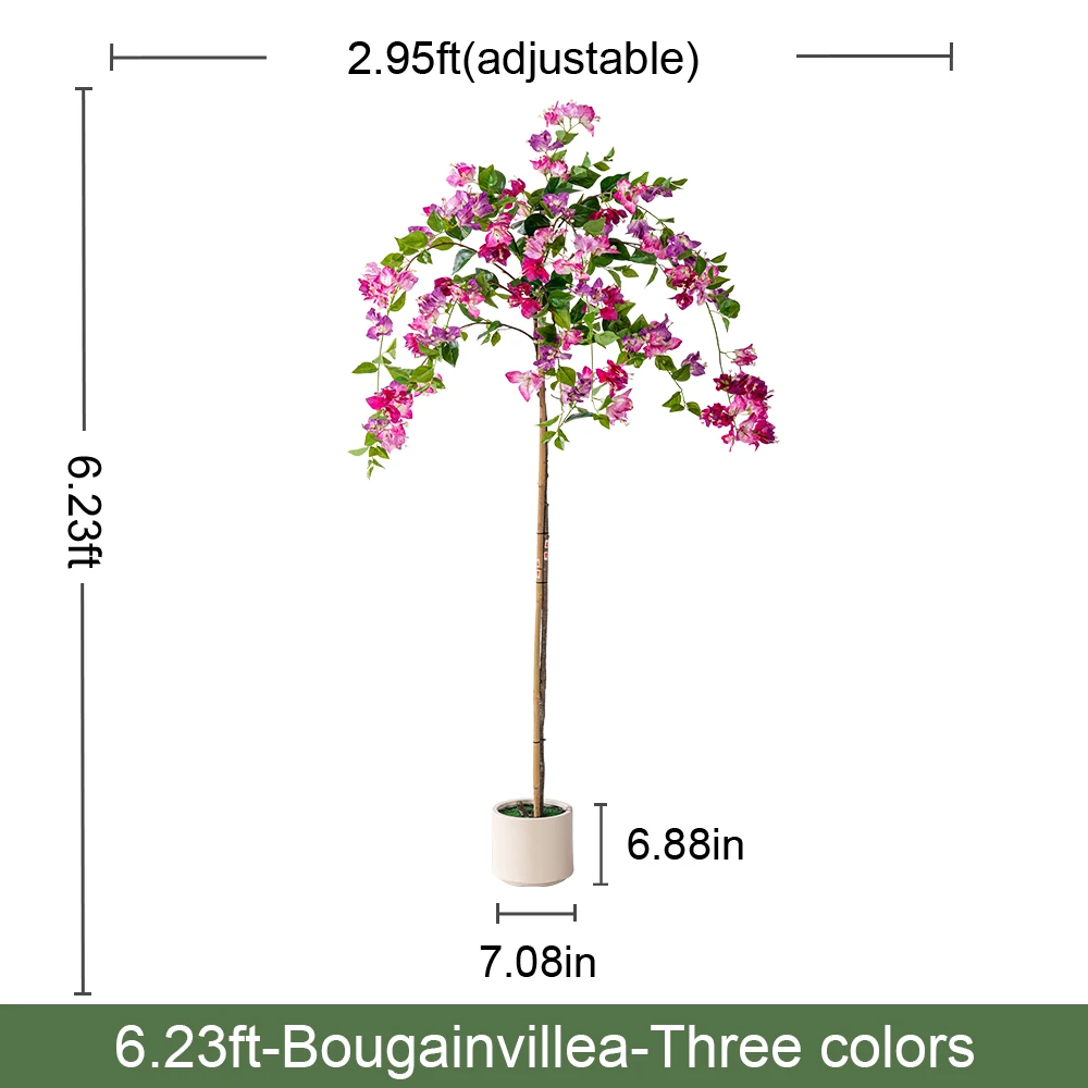 Natural Style Home Office Decor Artificial Bougainvillea PVC Green Plastic Pot Real Touch Leaves Artificial 180cm Fabric Wedding factory
