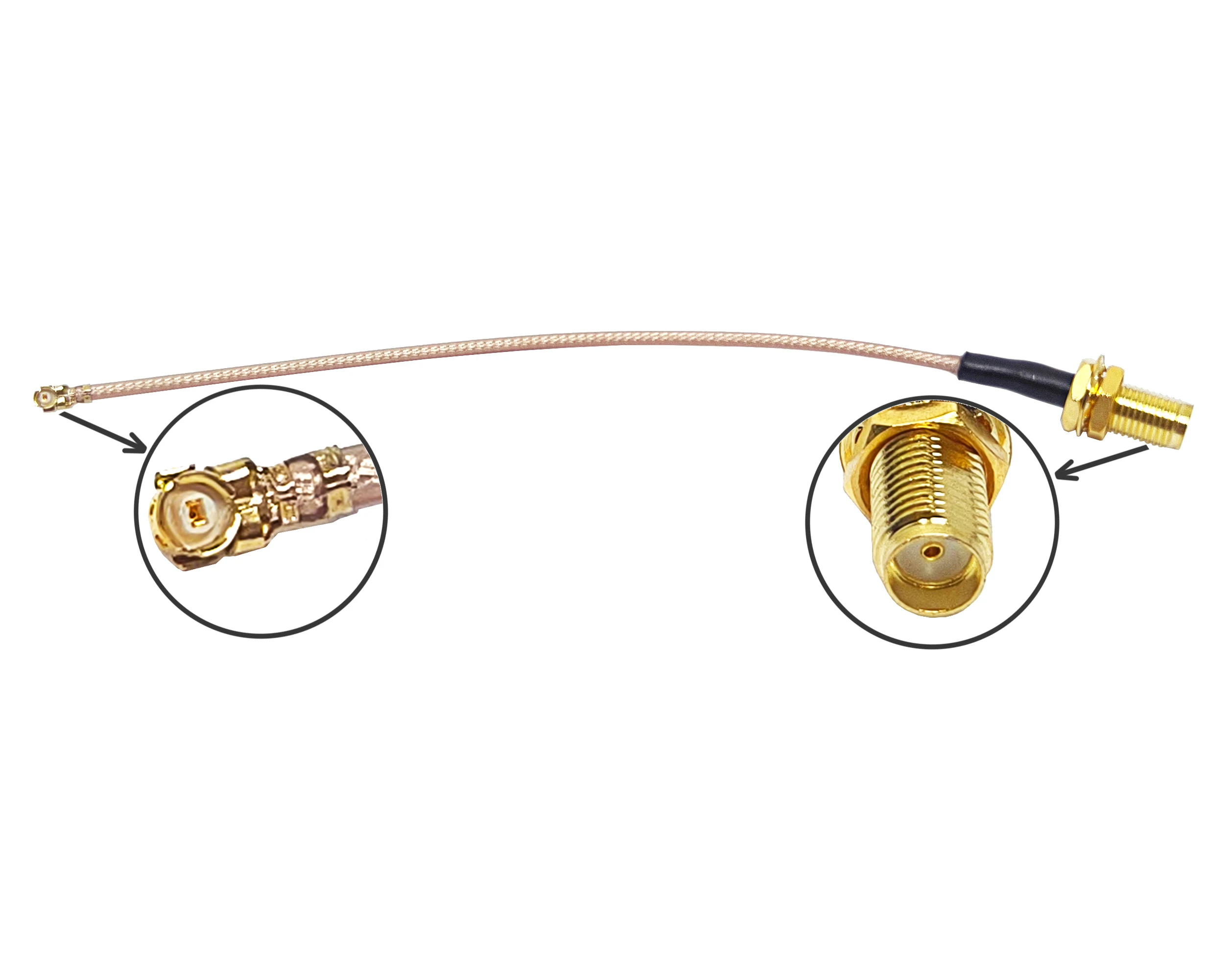 Factory Supply SMA Female Jack Bulkhead to UFL  U.FL  RG178 Male Right Angle with RG178  Jumper Coaxial Cable Assembly 15cm